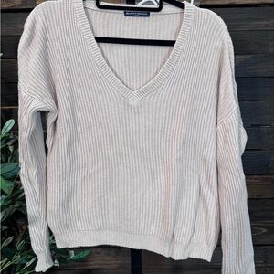Brandy Melville Blush Pink V-Neck Ribbed Sweater